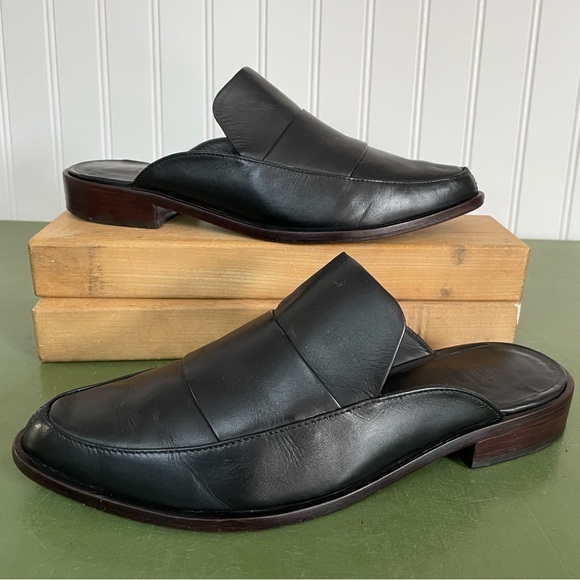 Tibi DENNI Slip On Shoes/Mules/Loafers in Black Leather *Brazil* - Picture 1 of 11